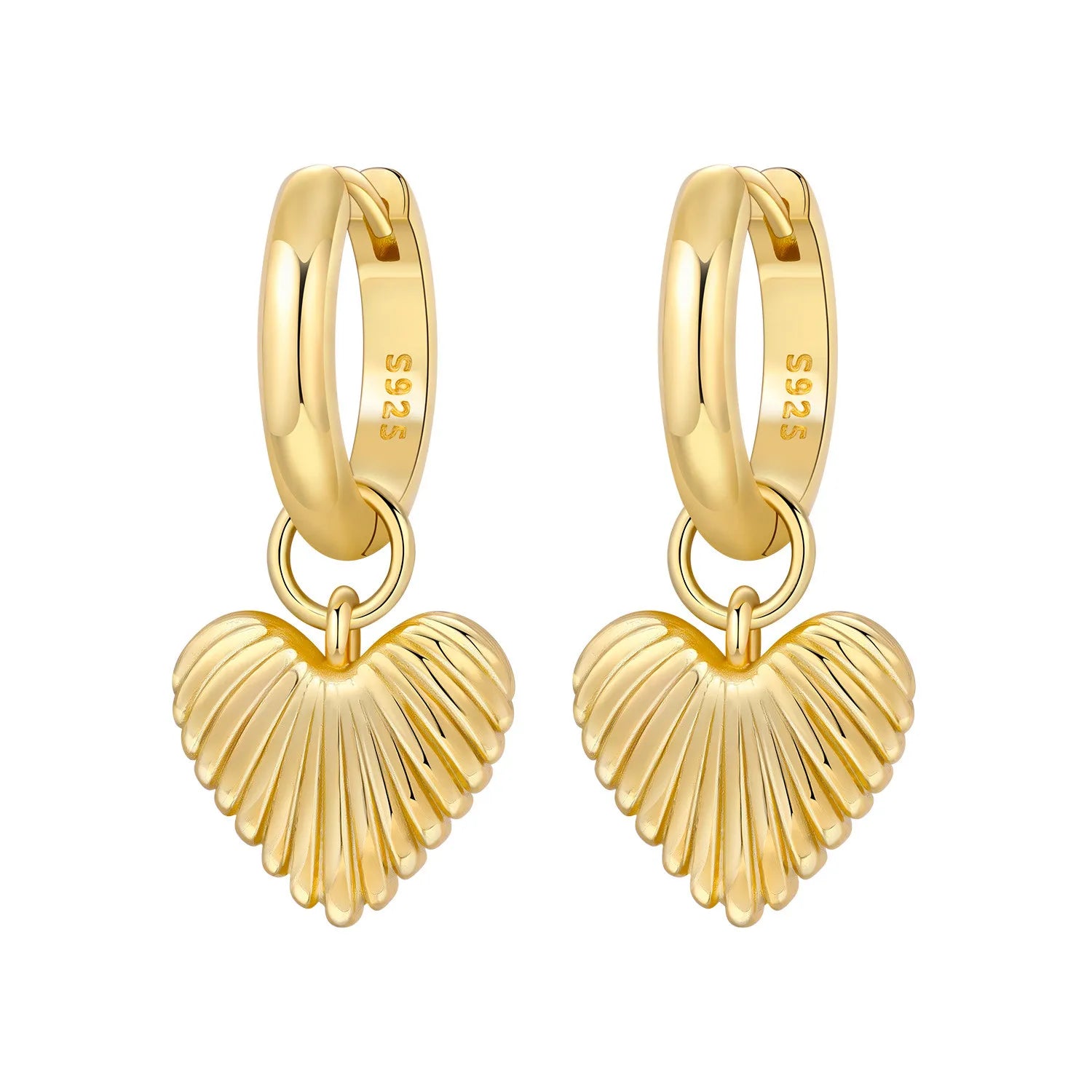 Ribbed Heart Hoop Earrings