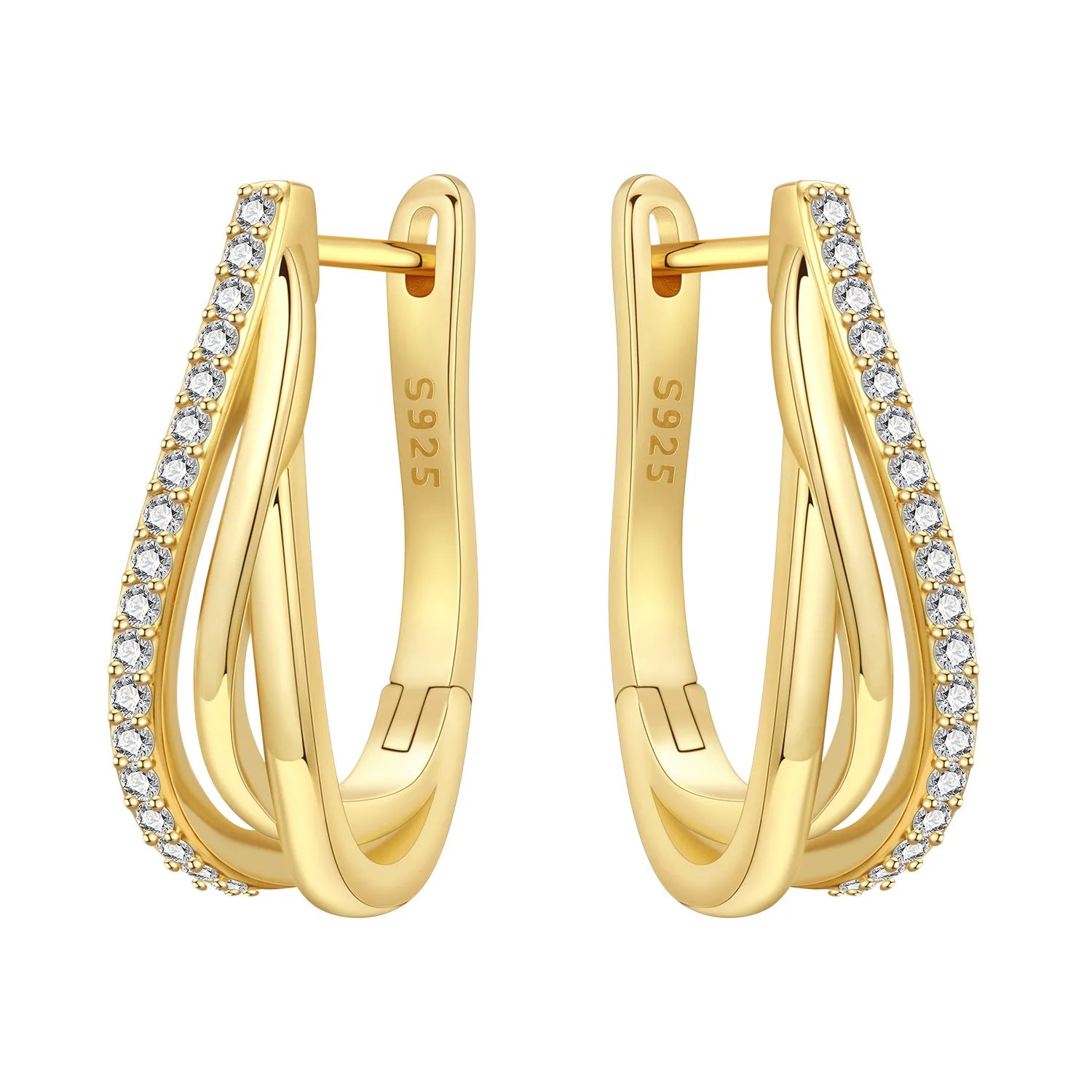 Triple-Band Pavé Huggies