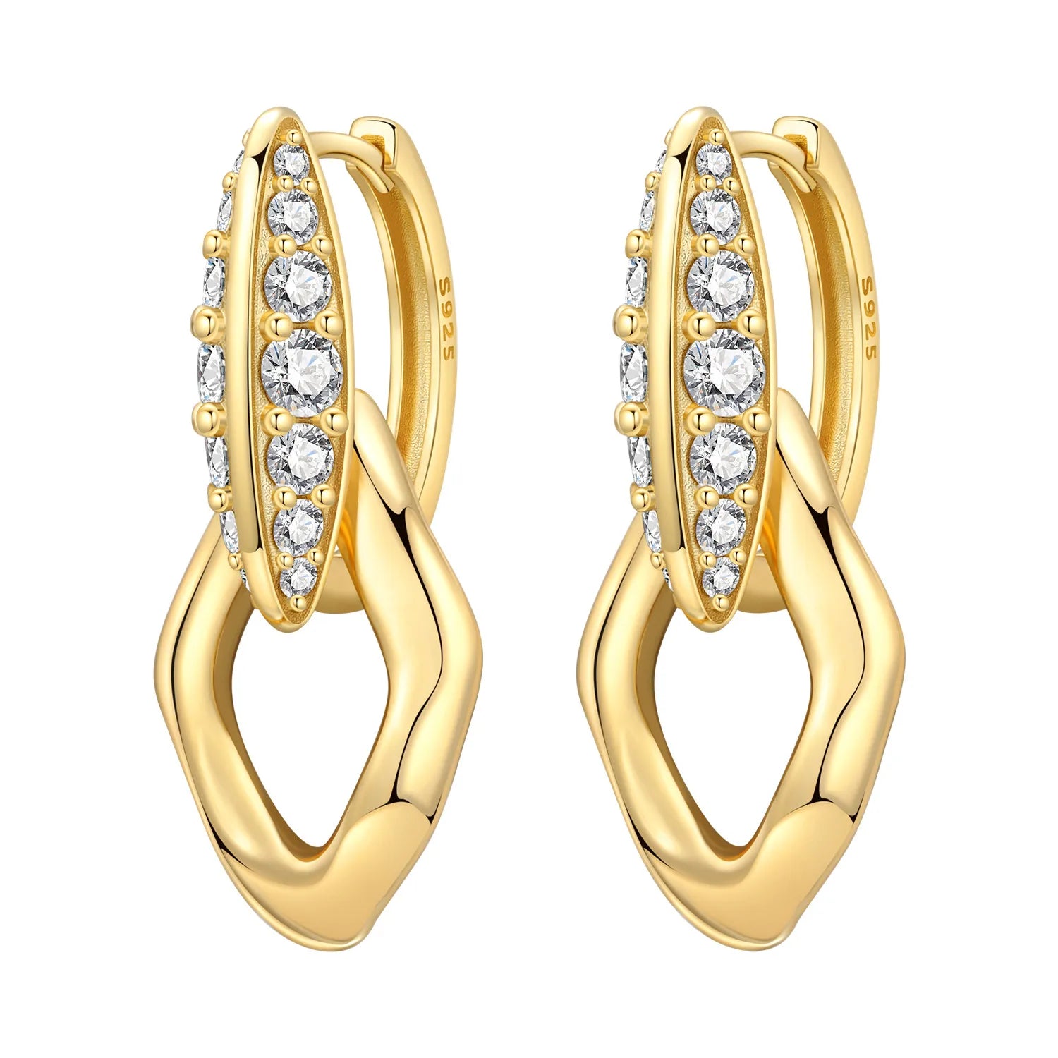Pavé Link Drop Hoops