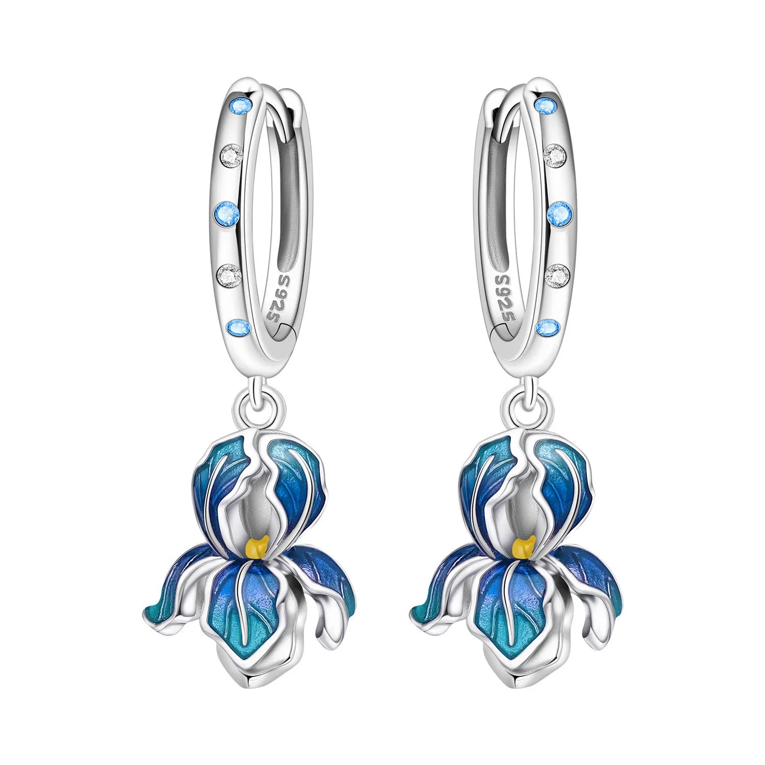 Iris Flower Hoop Earrings