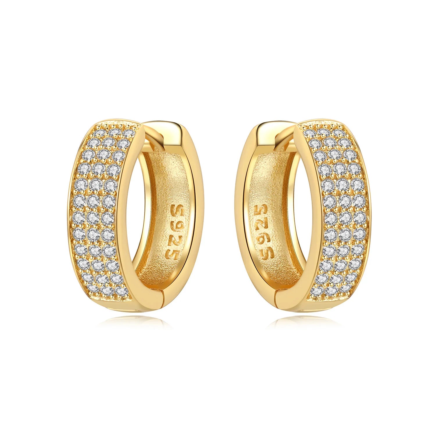 Wide Pavé Gold Huggies