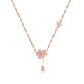 Rose Gold Flower Teardrop Necklace
