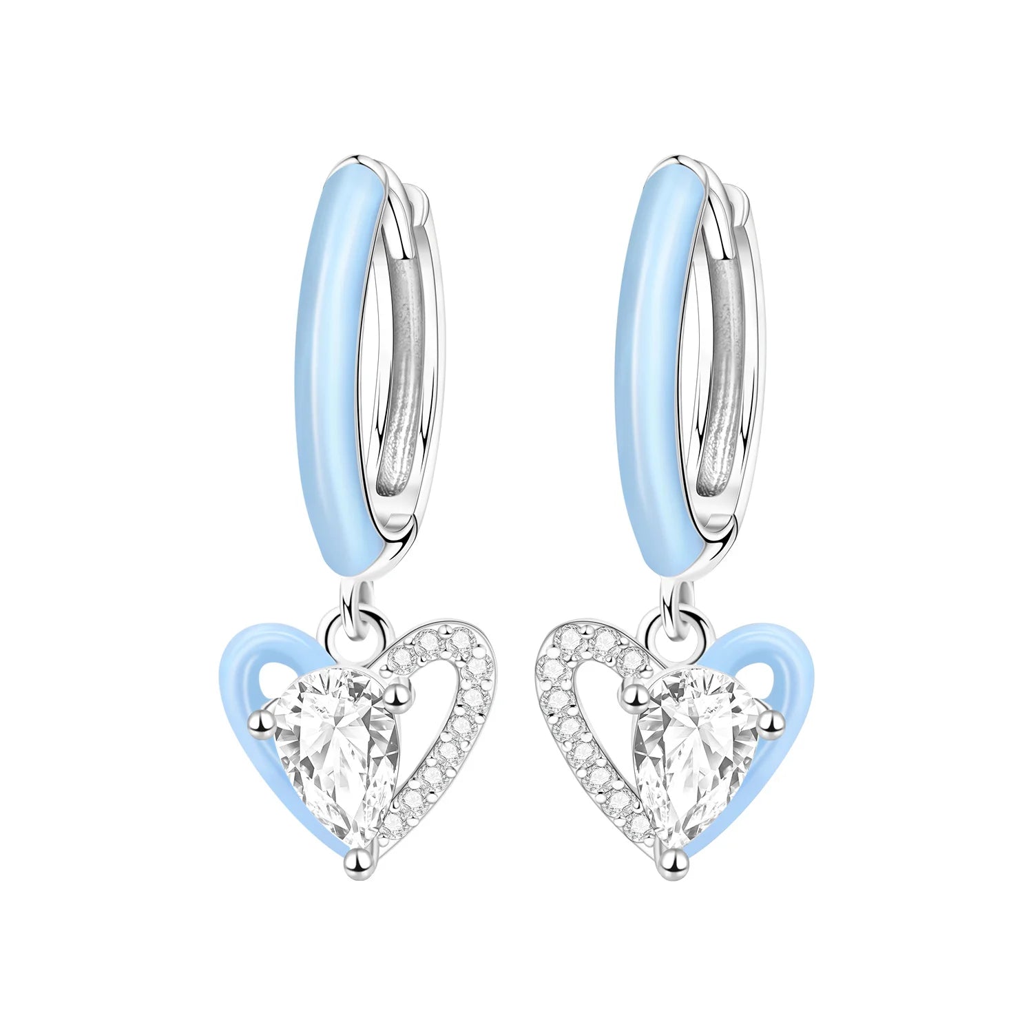 Crystal Heart Hoop Earrings