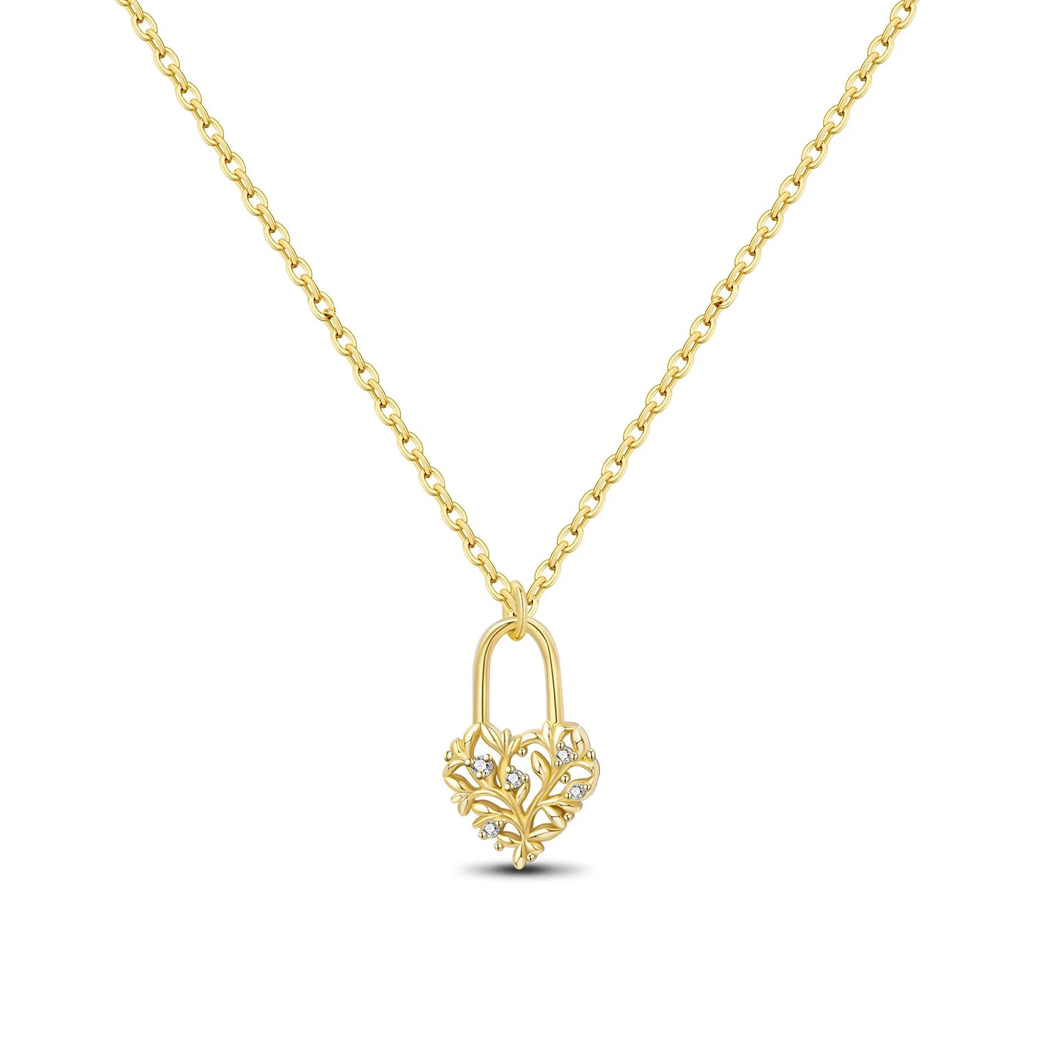Family Tree Heart Lock Necklace