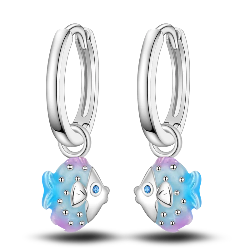 Rainbow Fish Huggie Hoops
