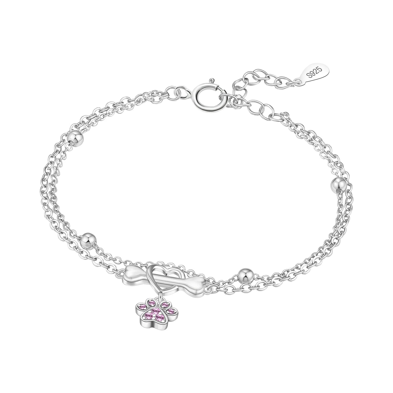 Pink Paw Drop Bracelet