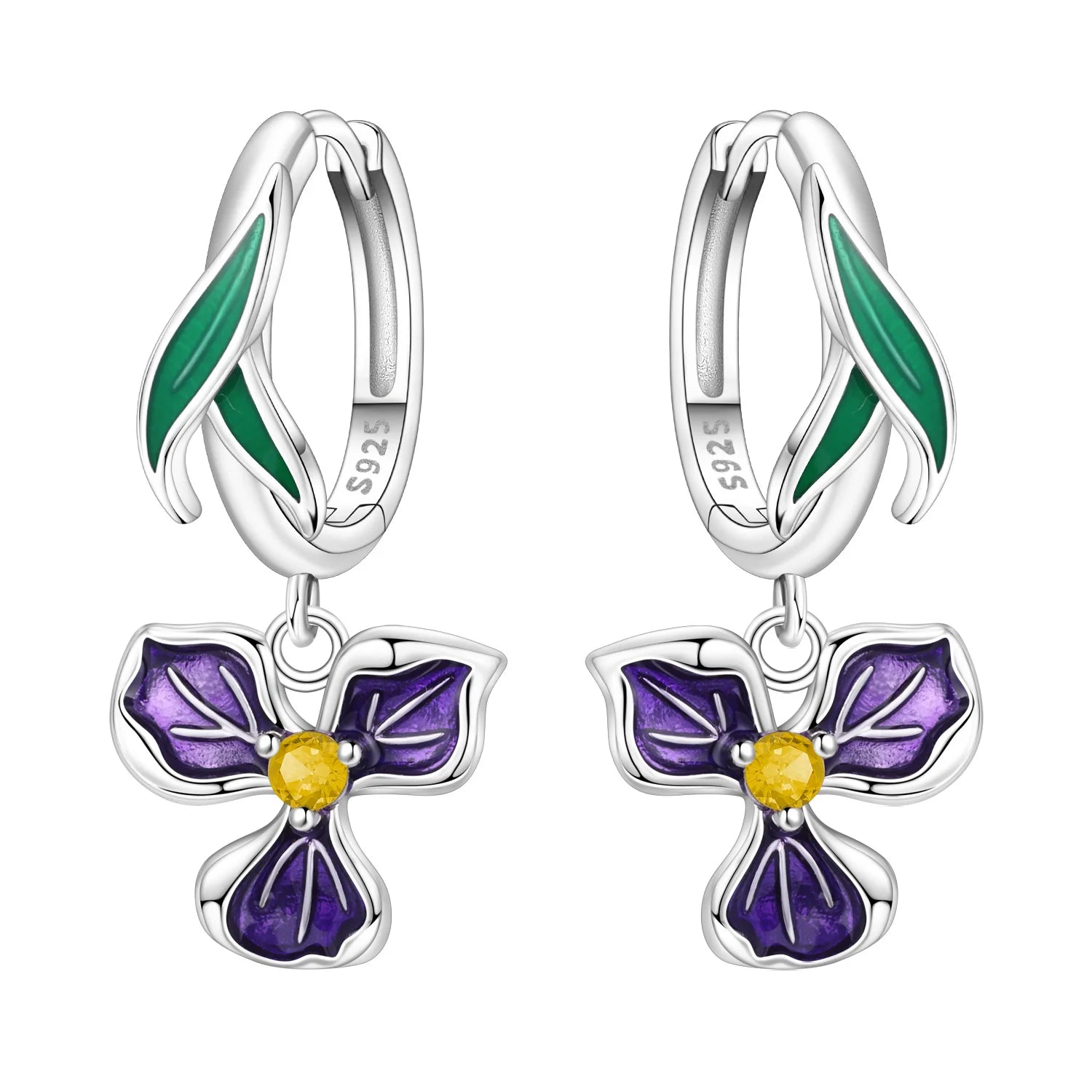 Iris Flower Hoop Earrings