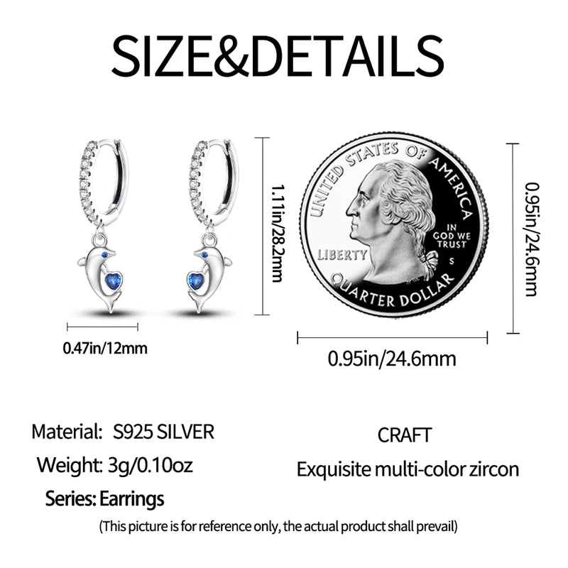 Dolphin Heart Drop Hoops