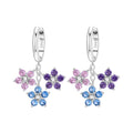 Purple & Blue Flower Cluster Hoops