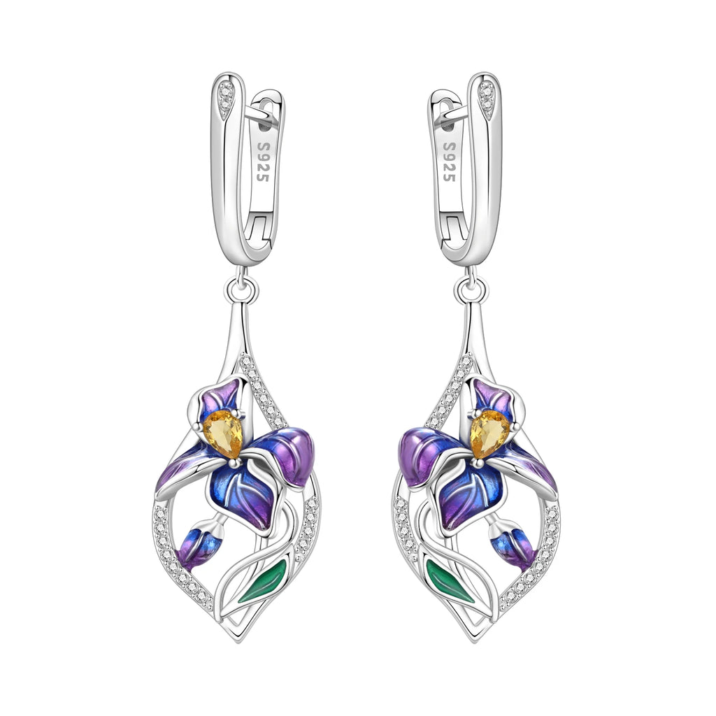 Iris Enamel Drop Hoops