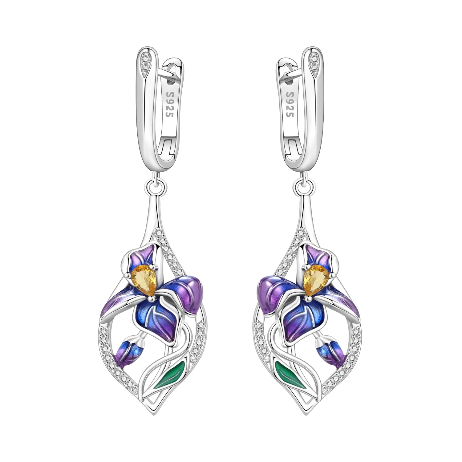 Iris Enamel Drop Hoops