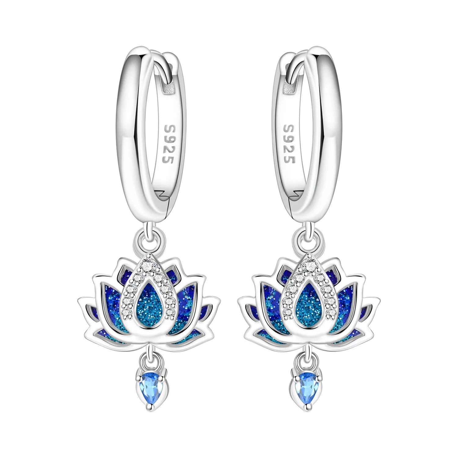 Blue Lotus Drop Hoops