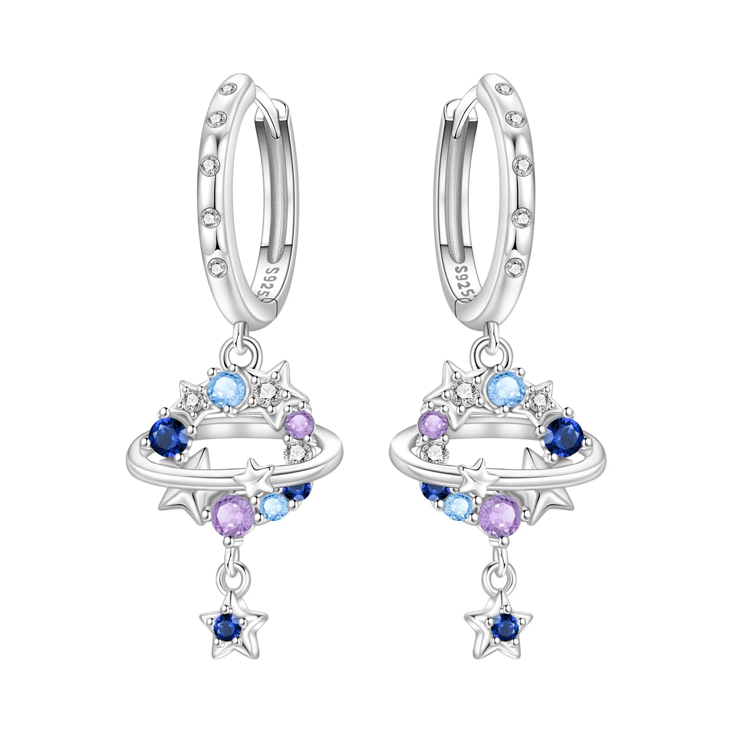 Saturn & Star Drop Hoops
