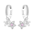 Pink Flower Drop Hoops