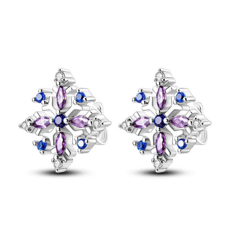 Purple Snowflake Stud Earrings