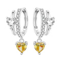 Golden Topaz Heart Drop Hoops