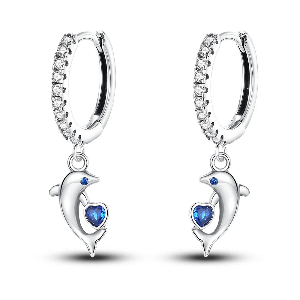 Dolphin Heart Drop Hoops