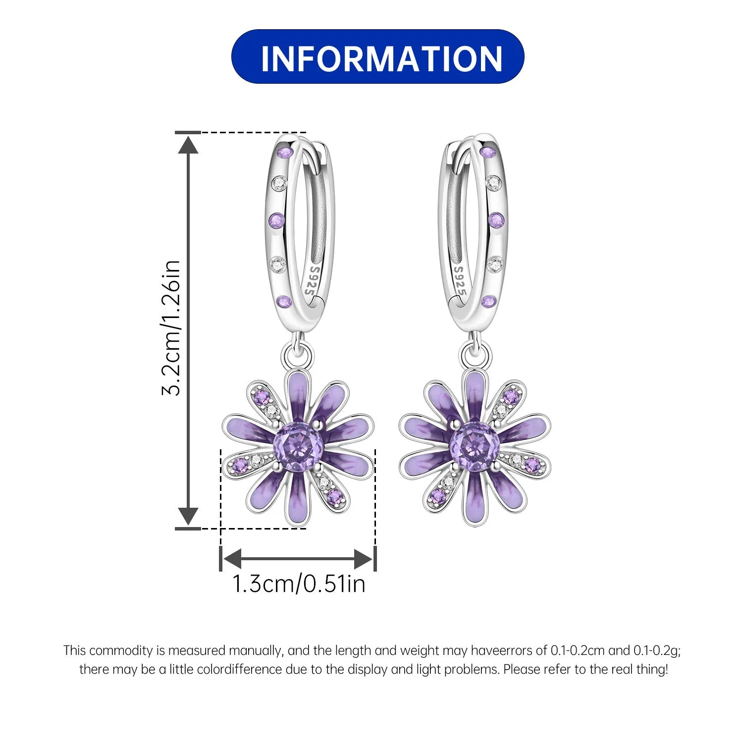 Purple Daisy Drop Hoops