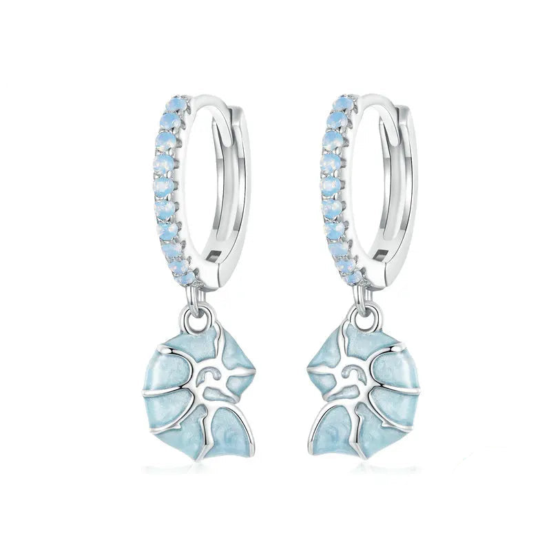 Blue Shell Hoop Earrings