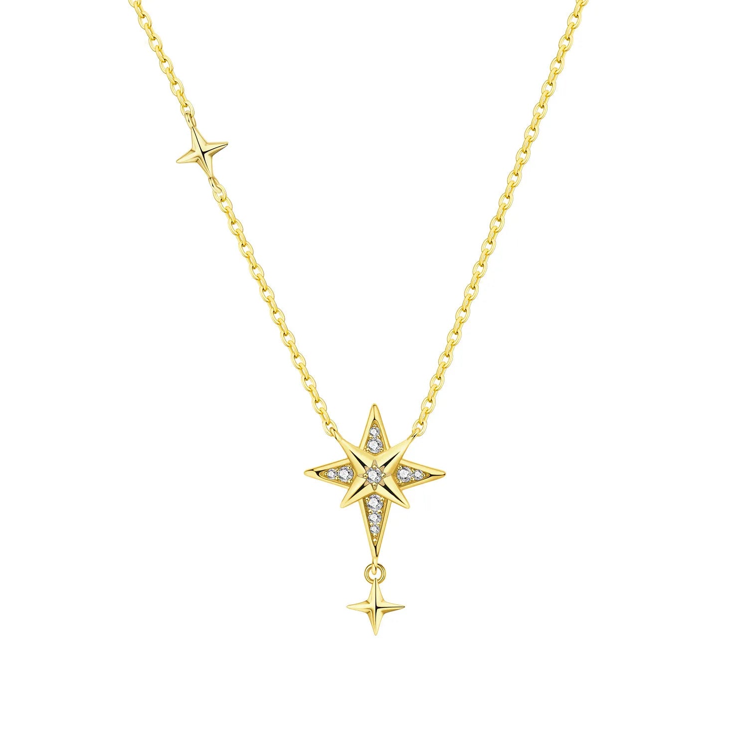 Gold North Star Compass Necklace