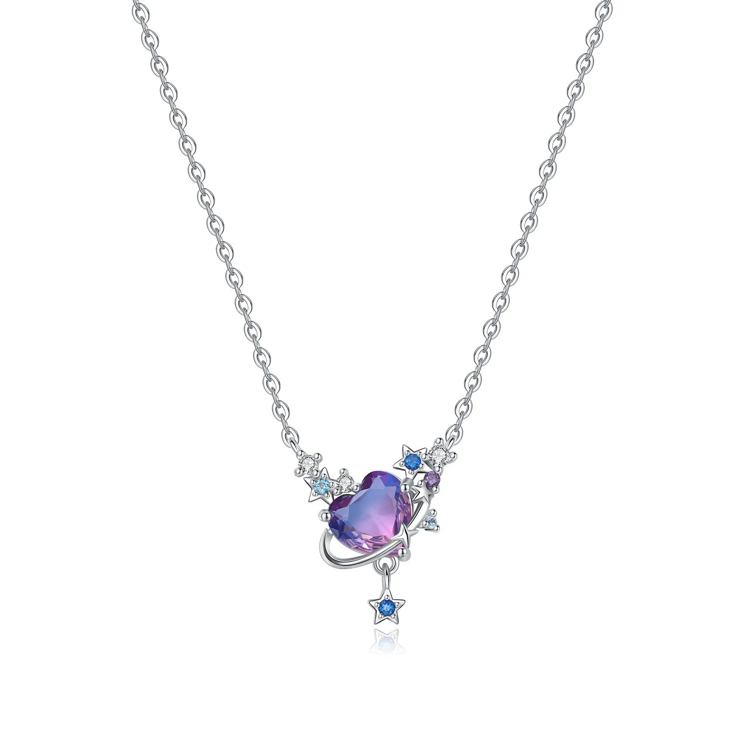 Purple Heart Planet Saturn Necklace