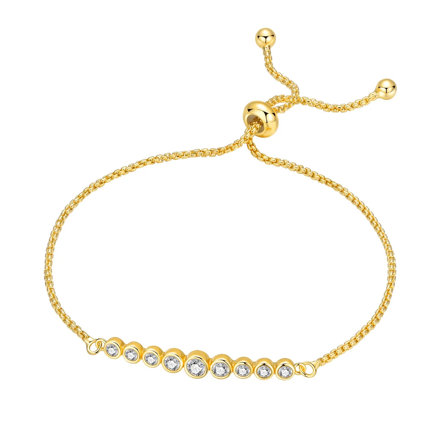Bezel Crystal Pull-String Bracelet