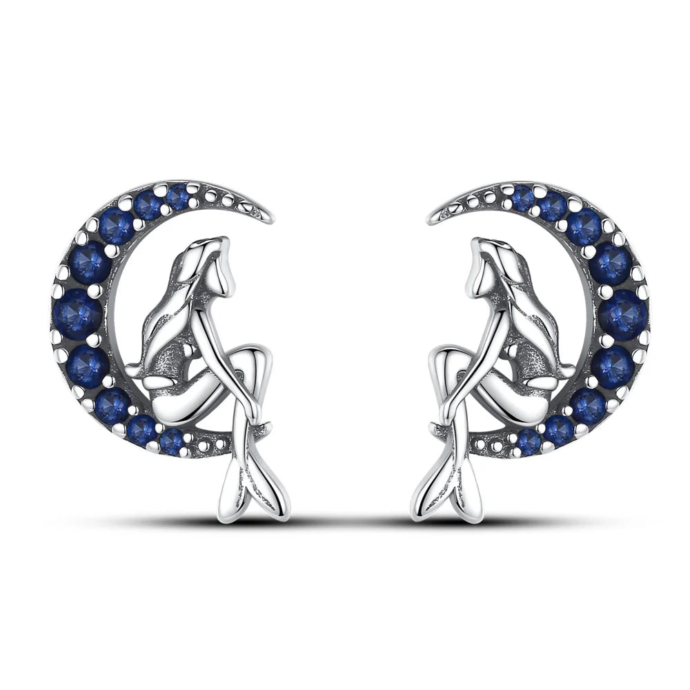 Mermaid Moon Coin Studs