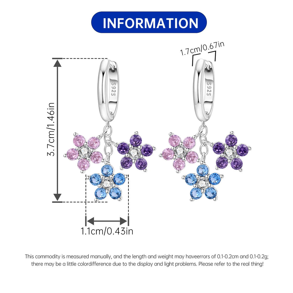 Purple & Blue Flower Cluster Hoops