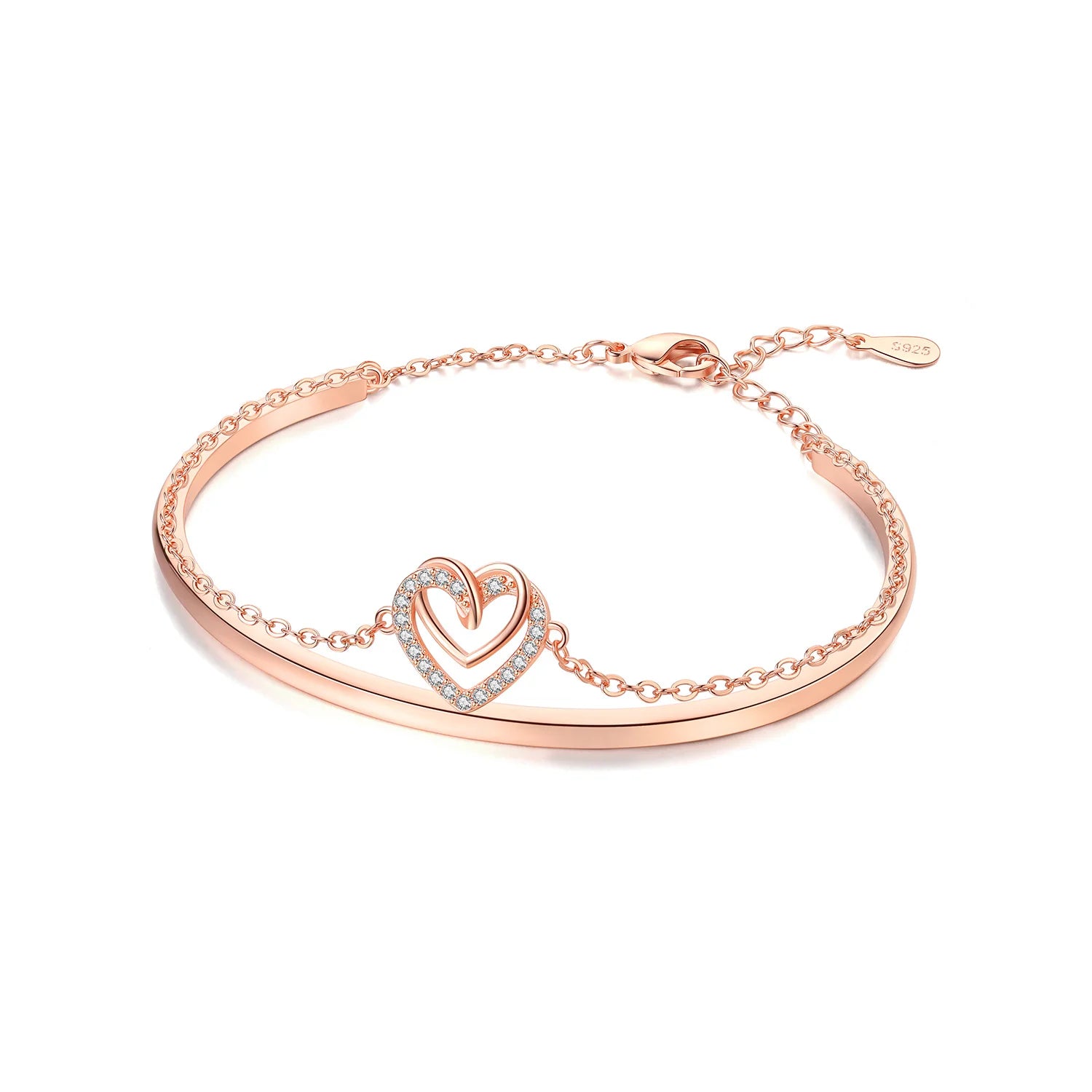 Rose Gold Open Heart Bangle