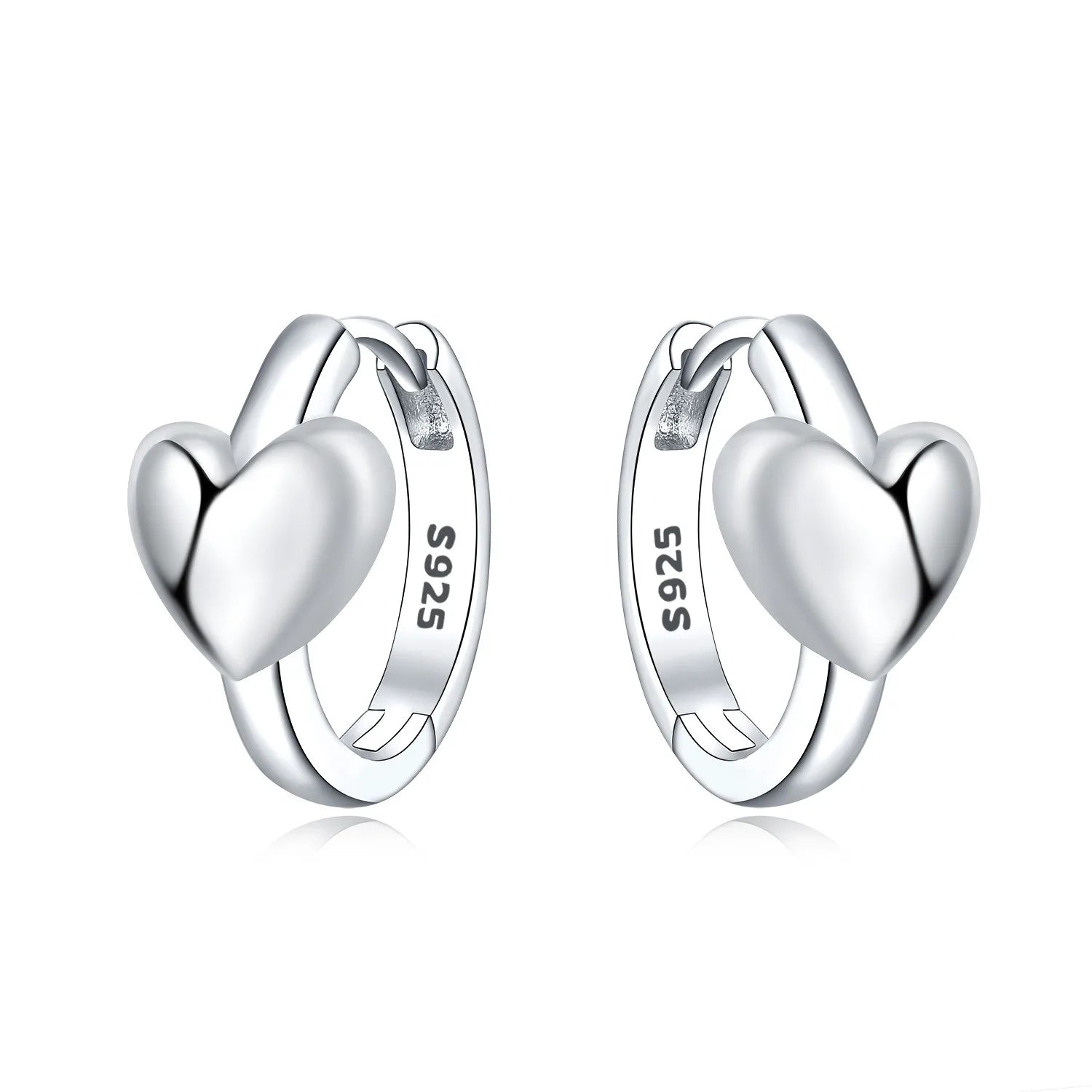 Puffy Silver Heart Huggies