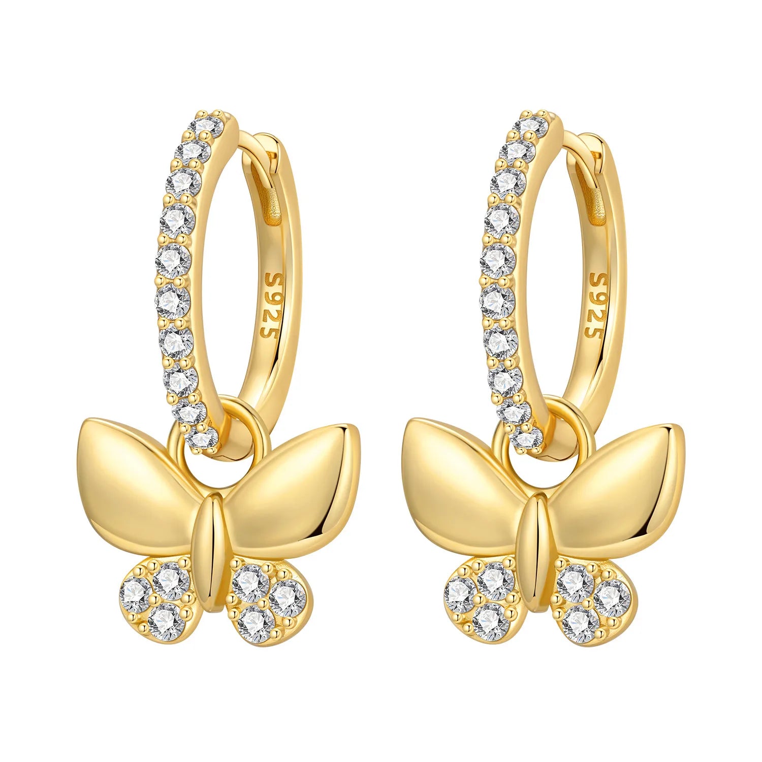 Solid Butterfly Drop Hoops