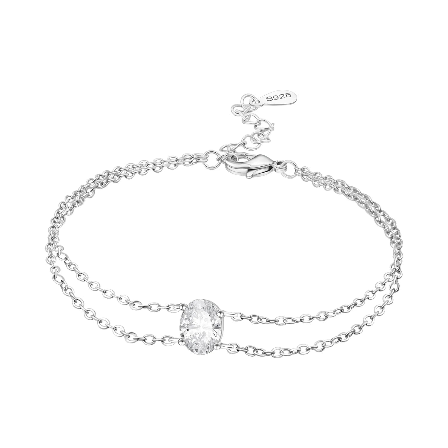 Oval Crystal Double-Strand Bracelet