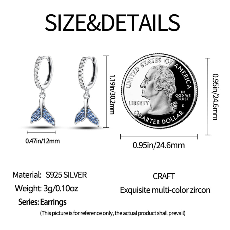 Blue Mermaid Tail Drop Hoops