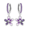 Purple Daisy Drop Hoops