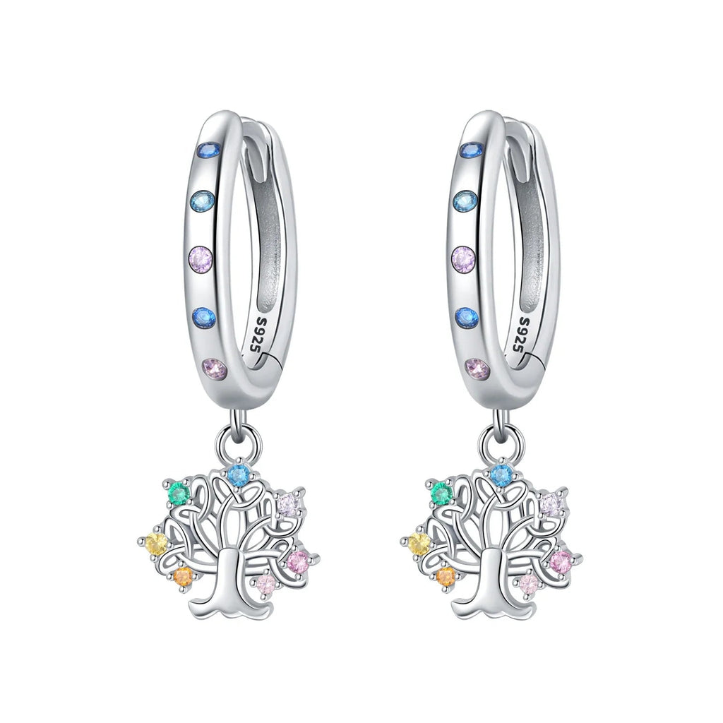 Family Tree of Life Drop Hoops