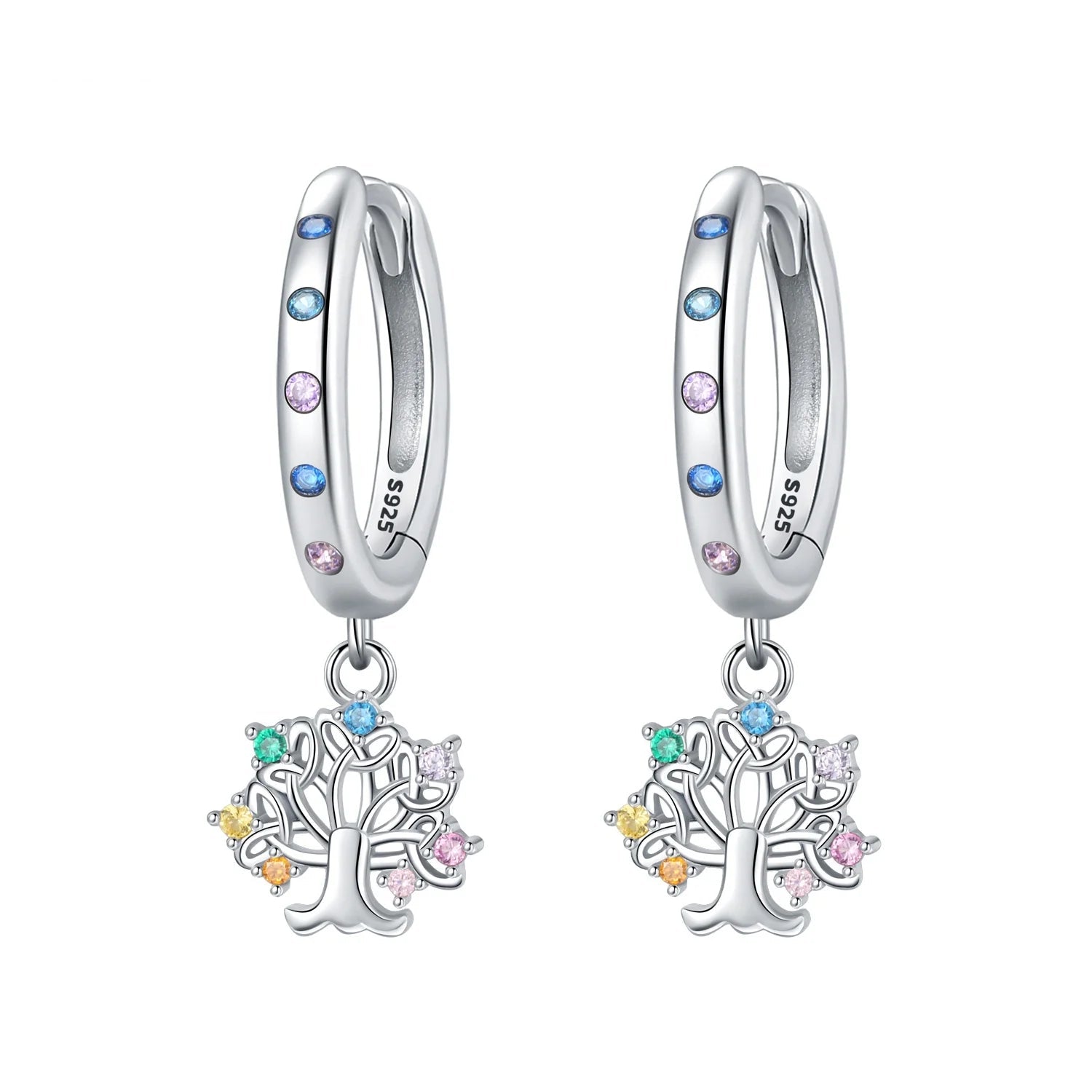 Family Tree of Life Drop Hoops