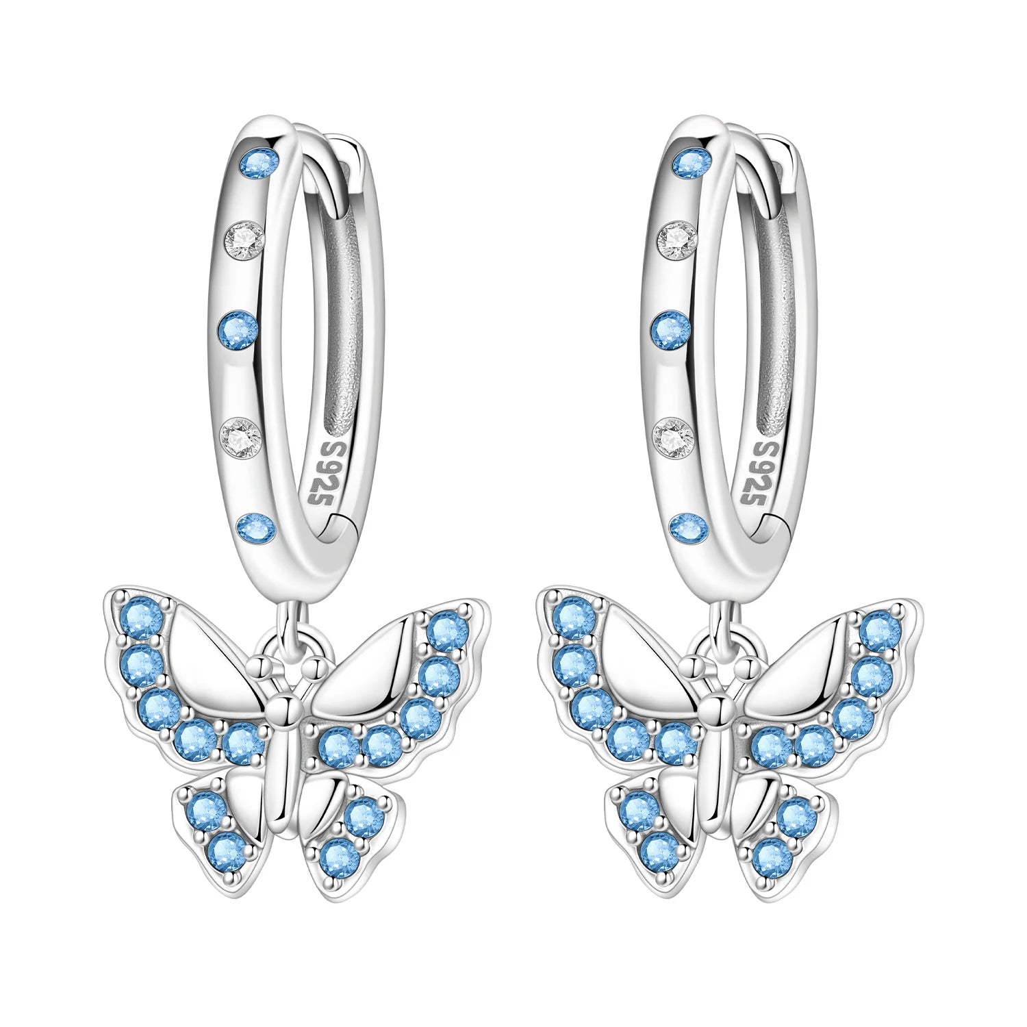 Butterfly Drop Hoop Earrings
