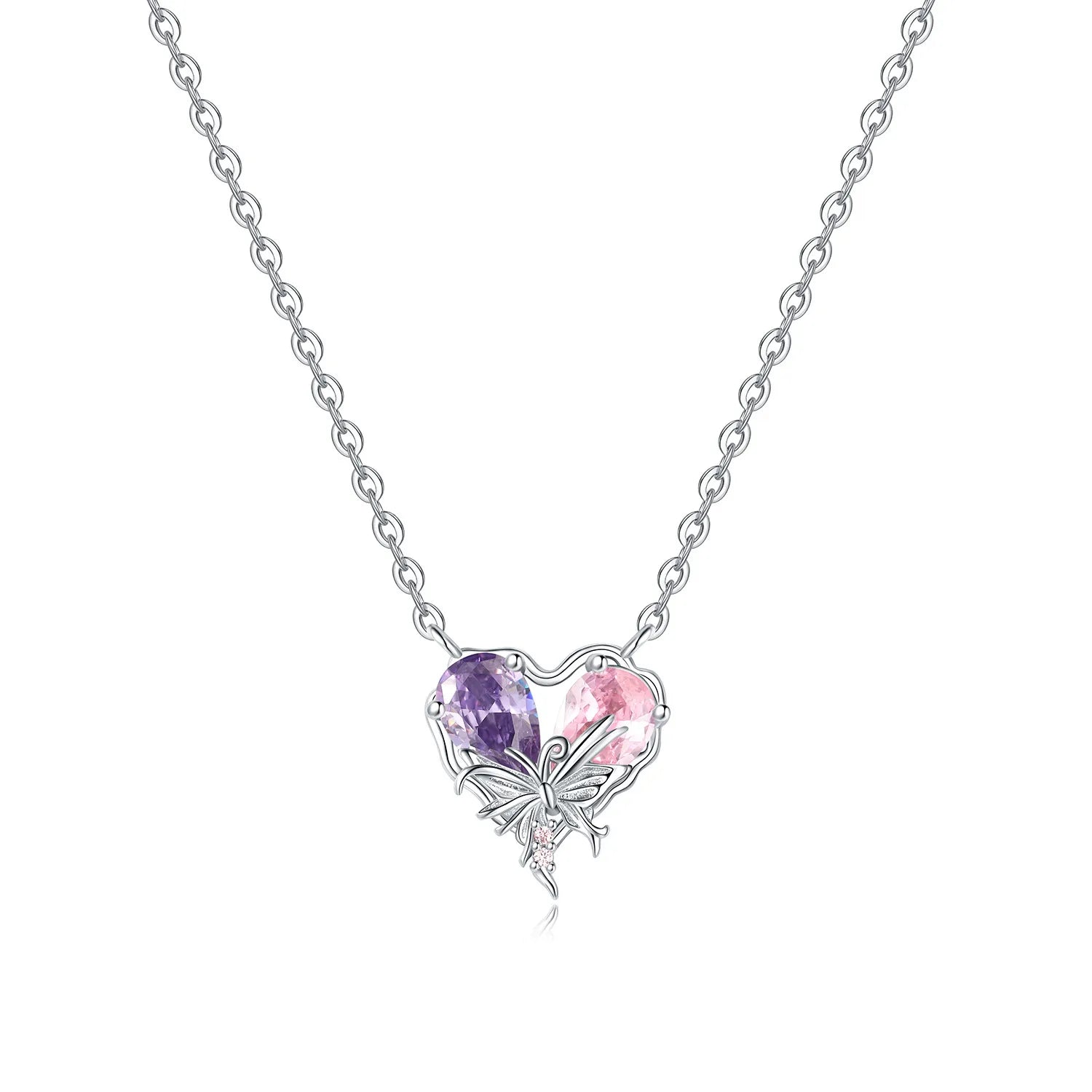 Butterfly Heart Crystal Necklace